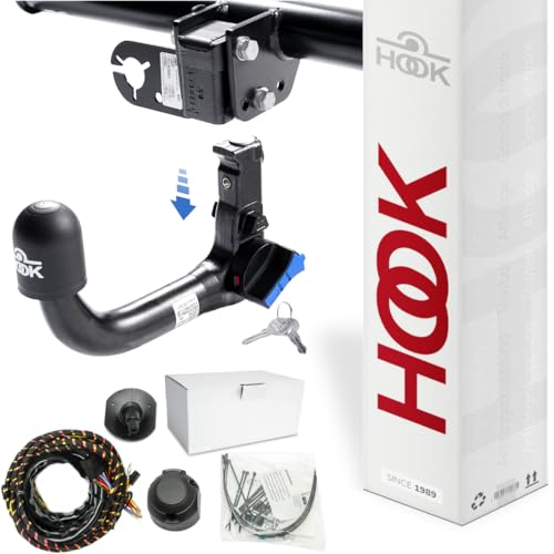 HOOK Anhängerkupplung abnehmbar kompatibel mit Volkswagen VW Passat B8 Variant Kombi 11.2014-01.2023 + 7-polig fahrzeugspezifischer Elektrosatz