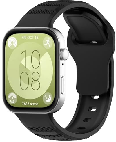 FTRONGRT Bracelet pour montre Huawei Watch Fit 4 Pro/Fit 4/ Fit 3, Silicone Bracelet, Sangle de Remplacement pour Huawei Watch Fit 4 Pro/Fit 4/ Fit 3- (Noir