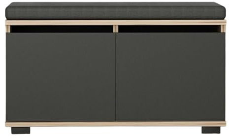 Woody Fashion Schuhschrank | 100% Melamin Nussbaum Schwarz