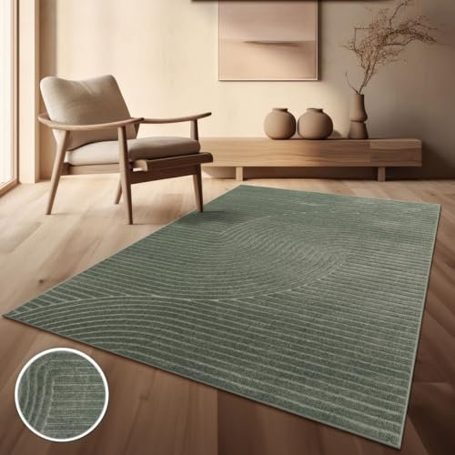 TT Home In-& Outdoorteppich Wetterfest Küche Schlafzimmer Kurzflor Unifarben Geometrisches Ethno Design, Größe:160x230 cm