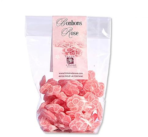 TERRE DE ROSE - Bonbons à la rose 100g - produits artisanaux français - made in France - effet et goût garantis - produits à base de rose - bonbons artisanaux