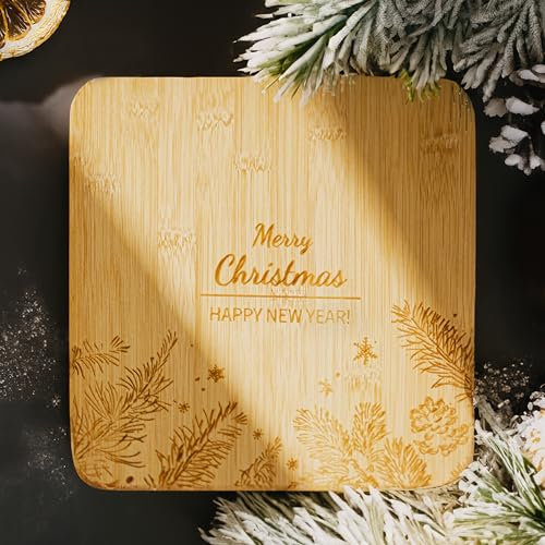 Marco Paul Christmas Wooden Chopping Boards for Kitchen Merry Christmas Charcuterie Serving Platter Tray for Fruits Snacks Bread Cheese Board Bamboo Cutting Boards House Warming Gifts New Home