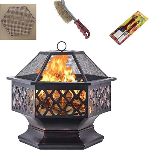 bttllke Barbecue a Legna per Feste all'aperto, braciere, griglia, Ciotola, braciere BQ con griglia