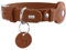 HUNTER Hundehalsband VIBORG mit Halter für Apple AirTag, Farbe: Cognac, Robustes & weiches Rindsleder, integrierte AirTag-Halterung, hochwertig, Made in Germany, Größe: 55