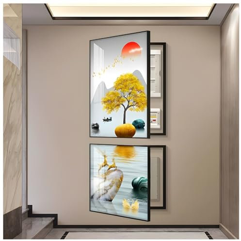 Wandkunst-Abdeckung Für Leistungsschalterfelder, Dekorative Sicherungskastenabdeckungen, Zähler Verstecken, Dekorative Malerei Für Stromzählerkästen, Abnehmbarer Stromzählerkasten(E,50x100+50x50cm)