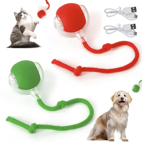 2PCS Interactive Cat Toy,Electric Automatic Cat Ball Toy, Cat Toys For indoor Cats Rechargeable Kitten Toys Irregular Moving Cat Balls Interactive Dog Toy for Pets for All Floor and Carpet