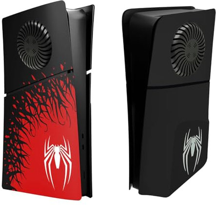 Vanknight Console Faceplates, Spider Console Faceplate Compatible with PS5 Slim Digital Premium ABS Super Hero Replacement Shell Cover