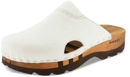 woody Damen Lissabon Clog, Weiss, 40 EU