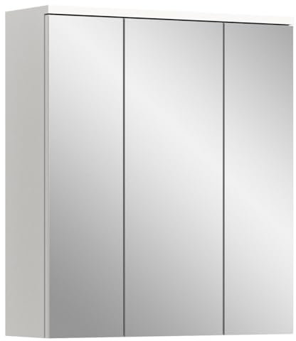 xonox.home Badezimmer Solero Spiegelschrank Badspiegelschrank Spiegelschränke fürs Bad Badspiegelschrank in Front Spiegelfläche Korpus weiß Hochglanz tiefzieh, ca.63x73x21 cm