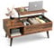 WLIVE Lift Top Coffee Table, 100cm Multifunctional Storage Table with Hidden Compartment, Convertible Dining & Workspace for Living Room, Rustic Brown