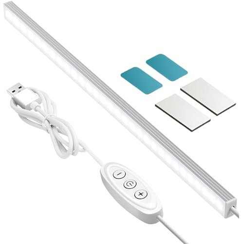 GLVSAE Under Cabinet Lights, 31cm Plug in Light Bar, LED Closet Light, 6000K Cool White Light, Ultra Thin Dimmable Light Bar, Suitable for Kitchen/Desk/Closet/Workbench