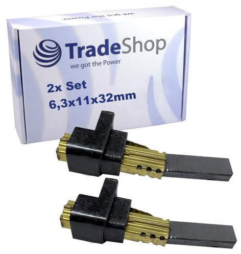 Trade-Shop Lot de 2 balais de charbon moteur 6,3 x 11 x 32 mm compatibles avec LG VCA404SEQAPLQBNL VCA404STQ VKC402CTQ VC9072R VC9074S VCB574ST VCQ382HTR