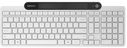 Lenovo 800 Self-Charging Bluetooth Keyboard, Uses Ambient Light for Charging, Bluetooth 5.1, Supports 3 Devices, Battery Free, Wireless, White