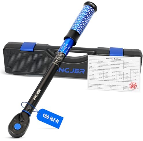 INGJER Torque Wrench Auto, Upgrade 1/2 Torque Wrench,10-180ft.lb,Dual-Direction Adjustable 72 Tooth inch Pound Torque Wrenches for Car, Motorcycle,Professionals & DIYers