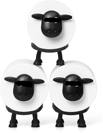 Toilettenpapierhalter mit Schaf, lustiger Toilettenpapierhalter, Badezimmer-Set, 3D-Druck, schwarzer Schaf- Geschenkidee für Familie und Freunde, lustige Seidenpapierrollen-Aufbewahrung (3)