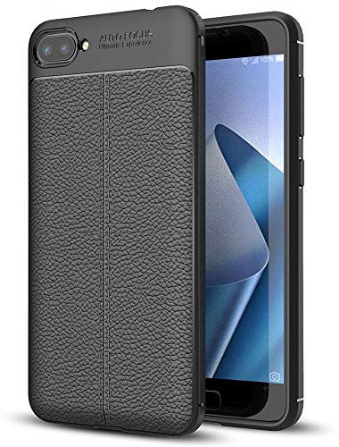 NALIA Coque Silicone Compatible avec ASUS ZenFone 4 Max 5,2', Aspect Cuir Ultra-Fine Housse Protection Cover Slim Premium Etui Résistant Mince Telephone Portable Case Smart-Phone Bumper Souple - Noir