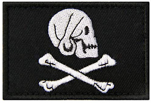 Piratenflagge Patch bestickt Applikation Verschluss Haken & Schlaufe Emblem Henry