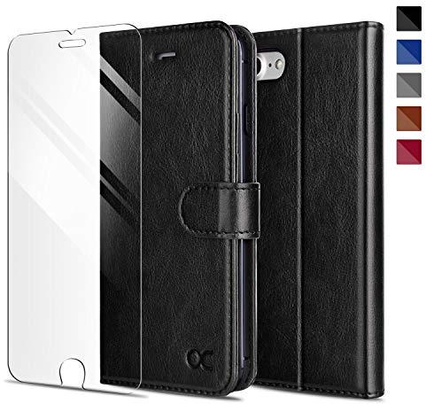 OCASE für iPhone SE 2022 5G Hülle iPhone 7/8/SE 2020 Handyhülle [mit Schutzfolie] [Premium Leder] Schutzhülle Klapphülle Handytasche Etui für iPhone SE 5G 3rd Generation Schwarz