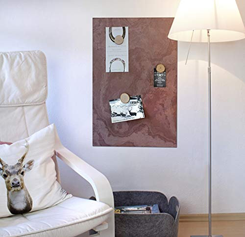 Magnettafel Schiefer 4 In 1 (Magnetwand+Kreidetafel+Pinnwand+Wandbild) Magnetboard inkl 1 x Steinmagnet und 1x Kreidestück, Größen 30x60 cm, 40x60 cm,80x60 cm, 120x60cm (Pink Earthcore, 120cm x 61cm)