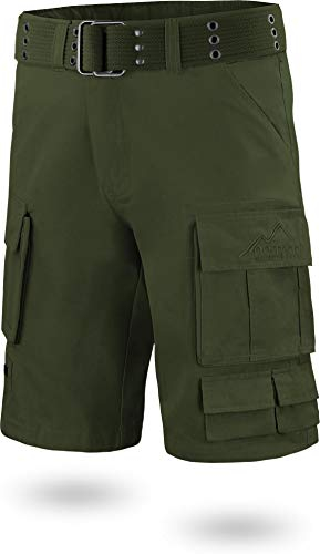normani Vinatge Cargo Shorts mit Gürtel US BDU Bermuda für Herren aus 100% Bio-Baumwolle Farbe Oliv Größe L