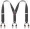 KANGDAI Bretelles Homme Larges 6 clips Brace Men Y Retour Suspensions ajustables élastiques et durables Clips en métal fort (Monsieur noir)