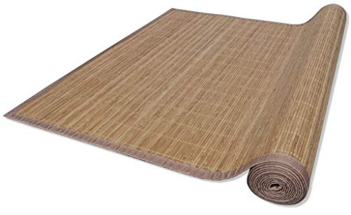 Tidyard Tapis en bambou marron/gris, tapis de salon, tapis de salon, tapis en bambou, tapis rectangulaire, tapis en bambou, tapis antidérapant, tapis de cuisine 100 x 160 cm marron
