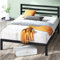 Zinus Mia Double Bed frame - Bed 135x190 cm - 36 cm Height with Underbed storage - Metal Platform Bed frame with Headboard - Black