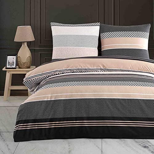 Buymax® Bettwäsche 135x200 100% Baumwolle 4-Teilig Bettbezug - Bettwäsche-Sets 135 x 200cm mit 2 mal Kissenbezüge 80x80cm, ÖKO-TEX Renforcé-Bettdeckenbezüge Set mit Reißverschluss