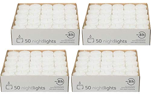 safe candle Nightlights Teelichte, transparente Polycarbonathülle, 8 Std. Brenndauer (4x50 Stück)