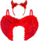 Ailes d'ange rouges et cornes de diable à paillettes - Serre-tête ailes et cornes rouges - Costume d'Halloween ou de carnaval pour enfants ou adultes
