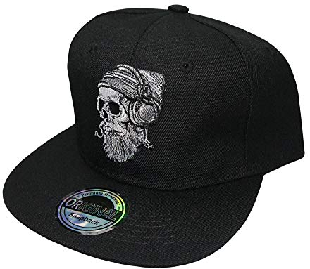 beybey Snapback Cap mit Skull Totenkopf Muster Cooles Design für einen tolles Aussehen (Hipster)