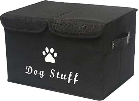 Morezi Black Dog Toy Box with Lid, Neutral-Functional Style, Perfect for Organizing Dog Toys, 17 L x 12 W x 10 H
