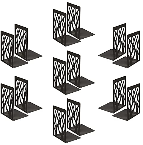 7 Paires Serre-Livre en Métal pour Livres, MSDADA Anti-Rayures Porte-Livres pour Bureau, Ecole et Maison, Séparateurs de Livres, CD, Porte-Dossier pour Bureaux(Noir)