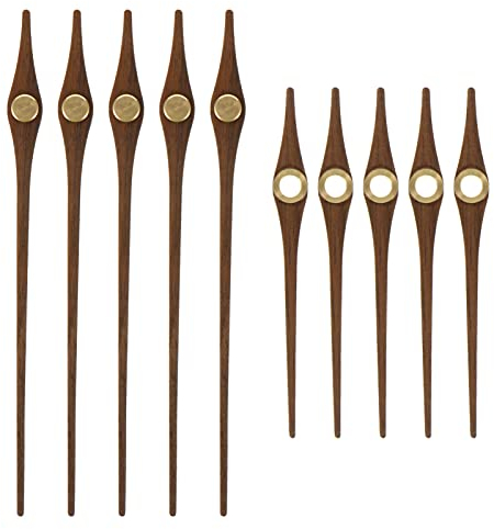 EXCEART Holz Uhrzeiger Set - 5 Teiliges Uhrzeiger Set FüR DIY Uhren Langlebige Holzzeiger FüR Wanduhren Und Bastelprojekte Dunkelbraun