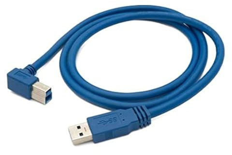 SYSTEM-S Cavo USB 3.0 da 1,8 m tipo B maschio a tipo A maschio ad angolo in blu