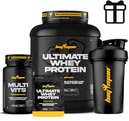 Pack BigMan Ultimate Whey Protein 2 kg + MULTI VITS Perlas 30 caps + MUESTRAS (CHOCOLATE) | Aumenta el crecimiento muscular | Entrenamientos intensos | Máxima asimilación