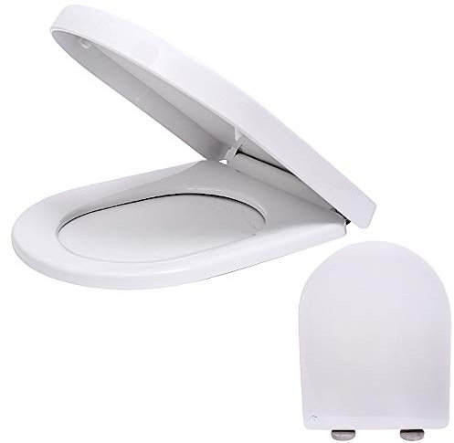 Abattant WC Familial, Lunette de Toilette en PP avec Siège Enfant Magnétique, Descente lente avec Frein de Chute, Fermeture en douceur, Siège de Toilette pour Adultes et Enfants, Forme de D