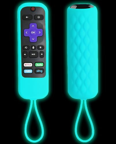 TOKERSE Glow Silicone Remote Cover Compatible for Roku Steaming Stick/Voice/Express/Premiere Remote - Case Compatible with TCL Roku Smart TV Remote Control Replacement Glow in The Dark - Glow Blue