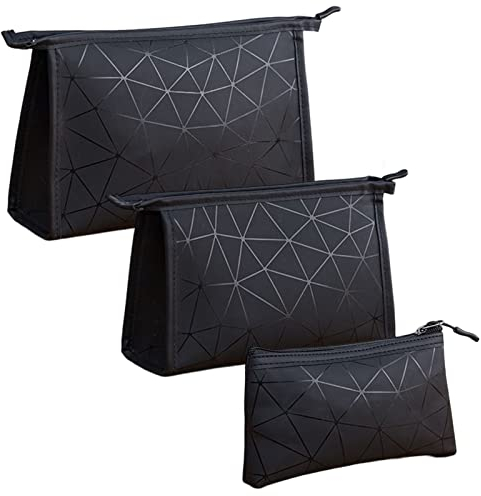 Kosmetiktasche mit Reißverschluss Leichte Kulturtasche Schminktasche wasserdichte Kulturbeutel Kosmetik Organizer Kosmetiktasche Klassische Reisekosmetiktasche für Flugreise, Badezimmer, 3 Stück