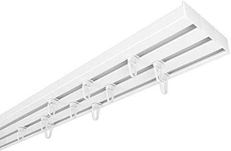 Home-Vision Gardinenschiene Vorhangschiene 2-läufig, 3-läufig oder 4-läufig (Serie X, 3-läufig, 420cm - mit Faltenlegehaken) Aluminium, Inkl. Befestigungsmaterial, für Schiebevorhang