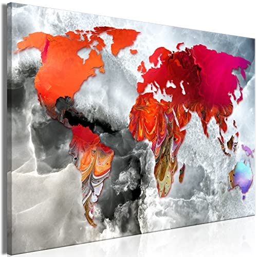murando - Wandbilder XXL Weltkarte bunt 120x80 cm Leinwandbild 1 tlg Kunstdruck modern Wanbilder XXL Wanddekoration Design Wandbild Kontinente Karte World Map Abstrakt k-A-10020-b-a