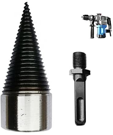 Wood Splitting Drill Bit, 38mm Heavy Duty Firewood Drill Bit with Square Shank for Heavy Electric Hammer, Log Splitter Drill Bit Set for Family Outdoor Camping and Farm