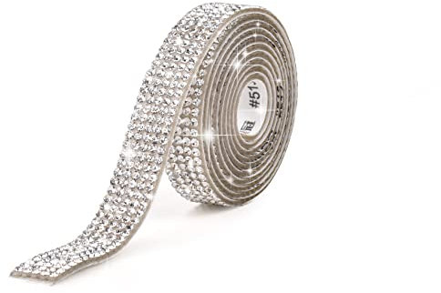 Crystal Rhinestone Glitzerband, 2 Yards Selbstklebend, Sparkler DIY-Verzierung, Rollen für Dekoration, Geschenke, Telefone, Hochzeiten (1cm Silber)