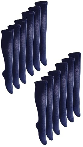 12 Pair Multipack Girls Knee High Bamboo Socks | Sock Snob | Soft Plain Long School Socks for Kids