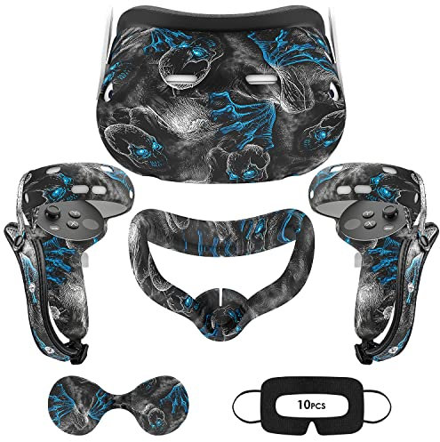 WERYUY AIXOTO für Oculus Quest 2 Zubehörteile, Zubehör-Set für Meta Quest 2, enthält Silikon Face Cover, Controller Grip Cover, VR