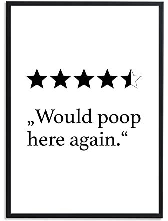 1M® Poster - Badezimmer Deko Bilder - stilvoller Kunstdruck - schwarz weiß Wandbilder - WC Deko - DIN A3 Bewertung