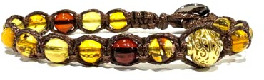 Samsara Bracciale Tibetano Buddista in Ambra - Bracciale Terapeutico e Spirituale Benessere Mente e Corpo - Filo in cotone cerato