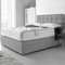 DBZ BEDS Reinforced Double Bed Set 4 FT 6 with 2000 Series Mattress - Grey Plush Velvet Divan Beds Set with Various Storage Options – 26 Inch Headboard with Chrome Glider Feet (Double)