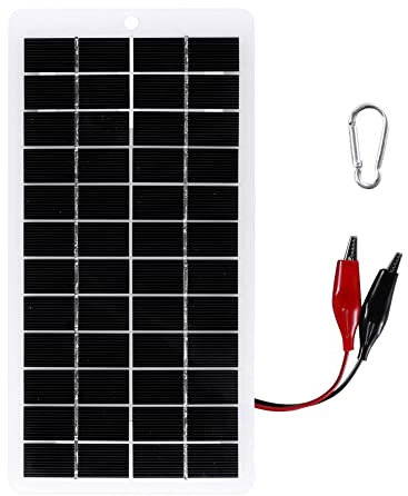 mansH Panneau Solaire 5W 12V Panneaux de Polysilicium Chargeur de Batterie Solaire ExtéRieur Panneau Solaire Portable pour Chargeurs de Portable