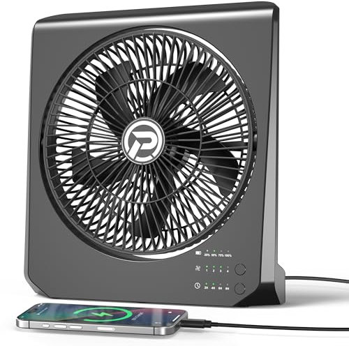 AddAcc 20000mAh Battery Operated Window Fan, 10 inch Rechargeable Box Fan, 4-Speed Cooling Floor Fan for Travel Home Bedrom